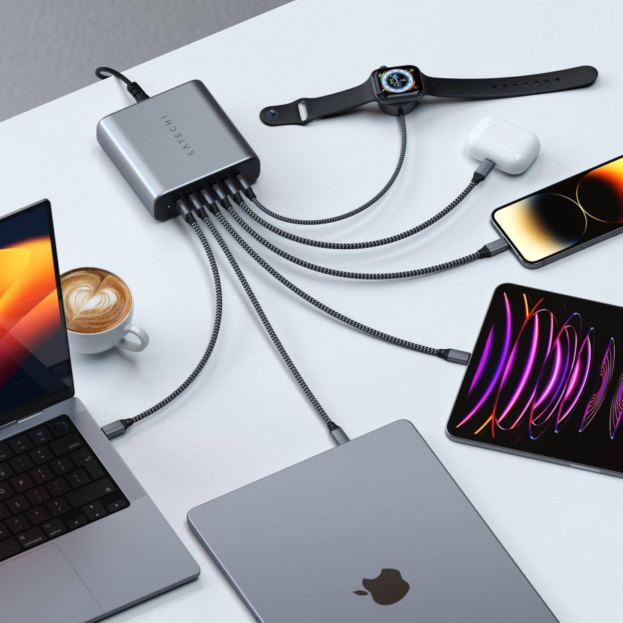 Зарядний пристрій Satechi 200W USB-C 6-Port GaN Charger (Space Gray)