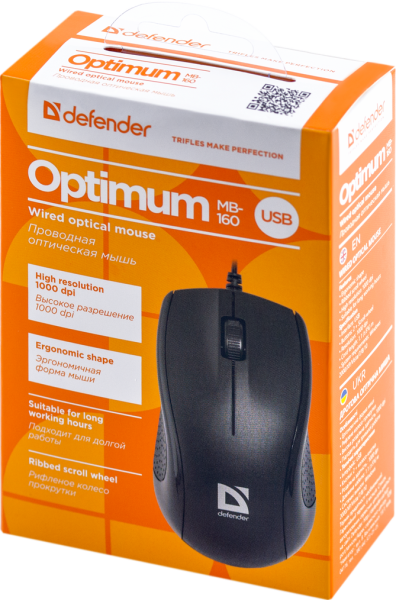 Миша Defender Optimum MB-160 USB Black (52160) (6315281) 