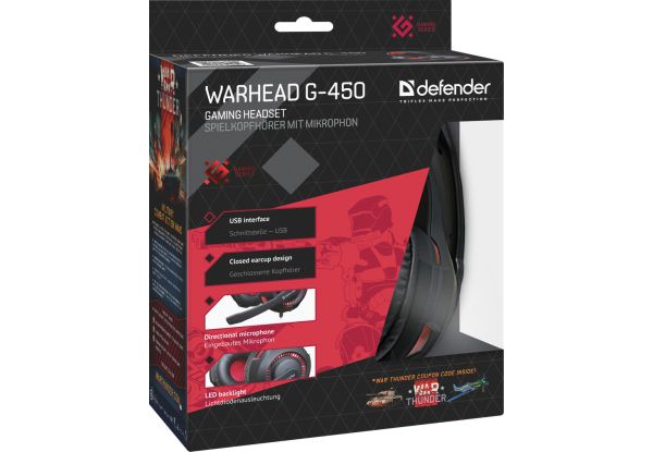Гарнітура Defender Warhead G-450 Red-Black (64146) (6358195) 