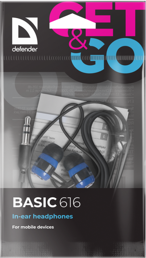 Навушники Defender Basic-616 Black/Blue (63616) (6232799) 
