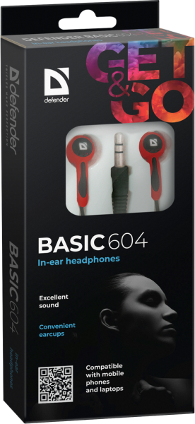 Навушники Defender Basic-604 Black-Red (63605) (6239436) 