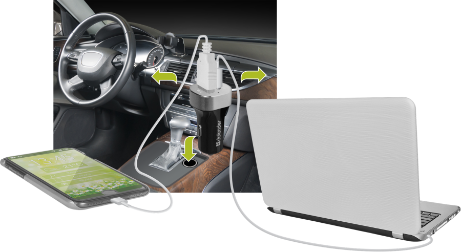 Автомобільний зарядний пристрій Defender UCG-01 авто, 1 порт USB + TypeC, 5V / 5.4A (83569) (6383812) 
