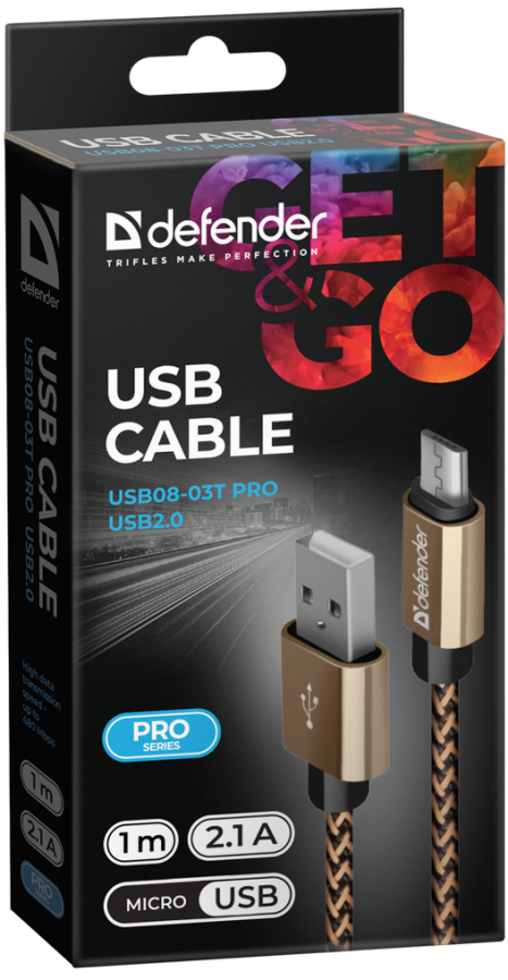 Кабель Defender USB08-03T USB(AM)-MicroBM 1.0m, Gold (87800) (6488846) 