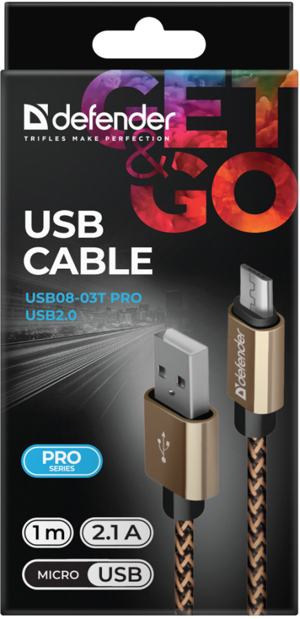 Кабель Defender USB08-03T USB(AM)-MicroBM 1.0m, Gold (87800) (6488846) 