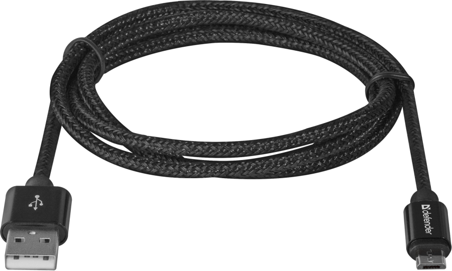 Кабель Defender USB08-03T PRO USB2.0, AM-MicroBM Black, 1m (87802) (6499806) 