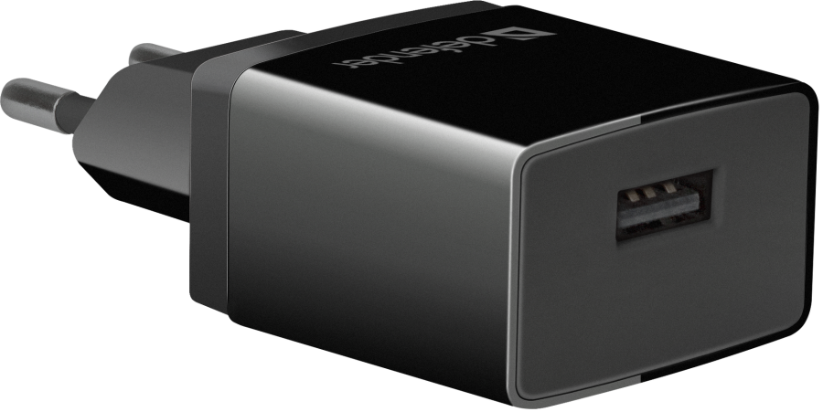 Мережевий зарядний пристрій Defender EPA-10 Black, 1xUSB, 5V/2.1A, Package (83572) (6505065) 