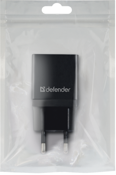 Мережевий зарядний пристрій Defender EPA-10 Black, 1xUSB, 5V/2.1A, Package (83572) (6505065) 
