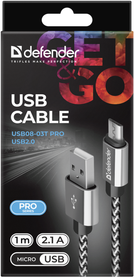 Кабель Defender USB08-03T PRO USB2.0,AM-MicroBM White, 1m (87803) (6499805) 