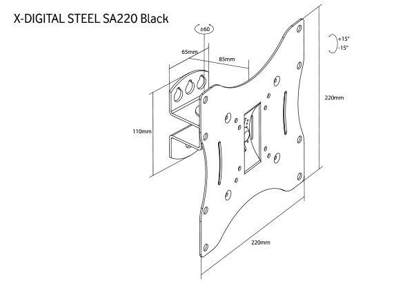 Кронштейн настінний X-Digital STEEL SA220 Black (6093239) 