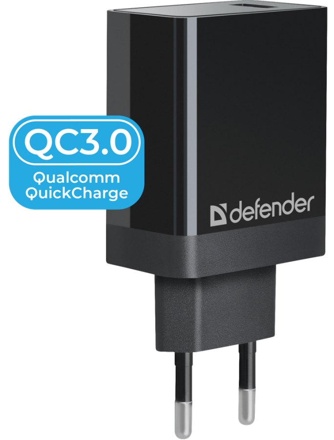 Мережевий зарядний пристрій Defender UPA-101 Black, 1 USB, QC 3.0, 18W (83573) (6710059) 