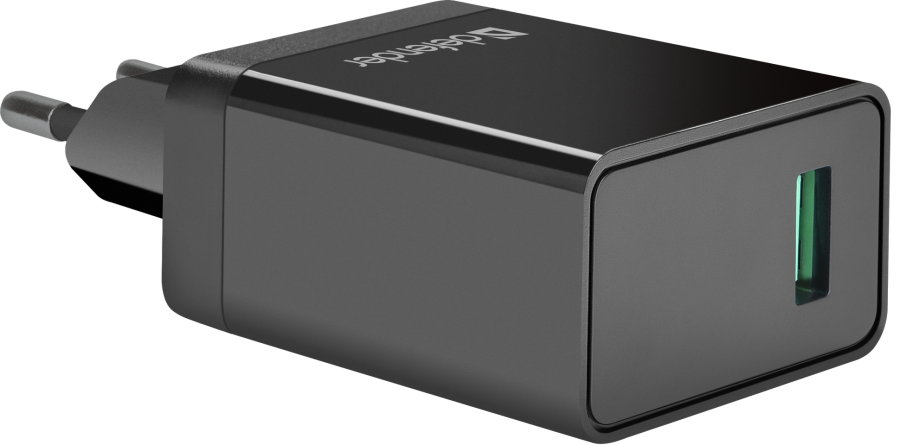 Мережевий зарядний пристрій Defender UPA-101 Black, 1 USB, QC 3.0, 18W (83573) (6710059) 