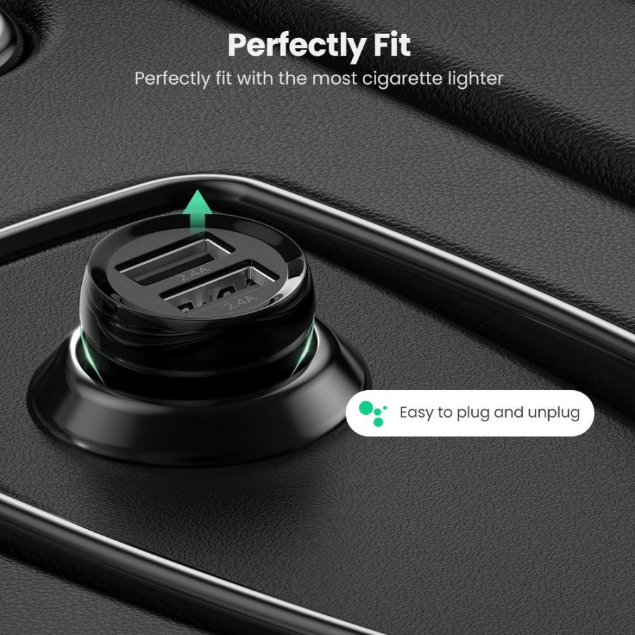 Автомобільний зарядний пристрій Ugreen ED018 24W 2xUSB Car Charger (Black) (6689291) 