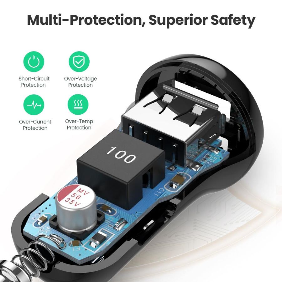 Автомобільний зарядний пристрій Ugreen ED018 24W 2xUSB Car Charger (Black) (6689291) 