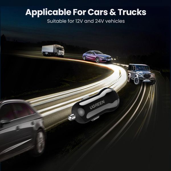 Автомобільний зарядний пристрій Ugreen ED018 24W 2xUSB Car Charger (Black) (6689291) 