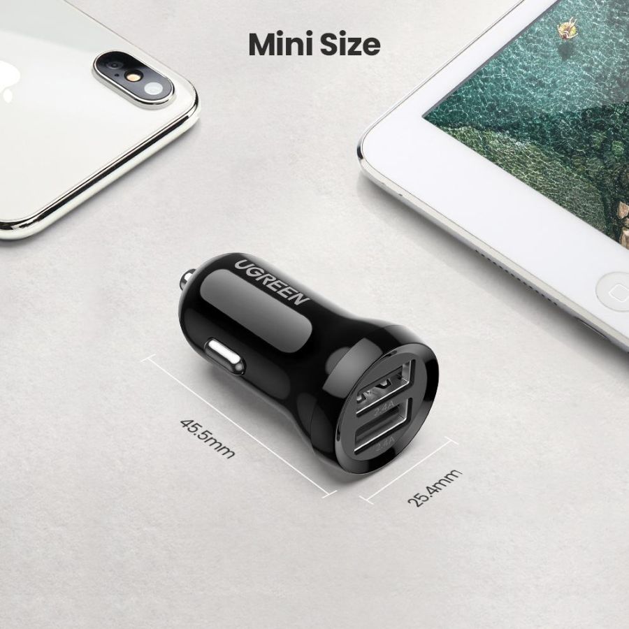 Автомобільний зарядний пристрій Ugreen ED018 24W 2xUSB Car Charger (Black) (6689291) 