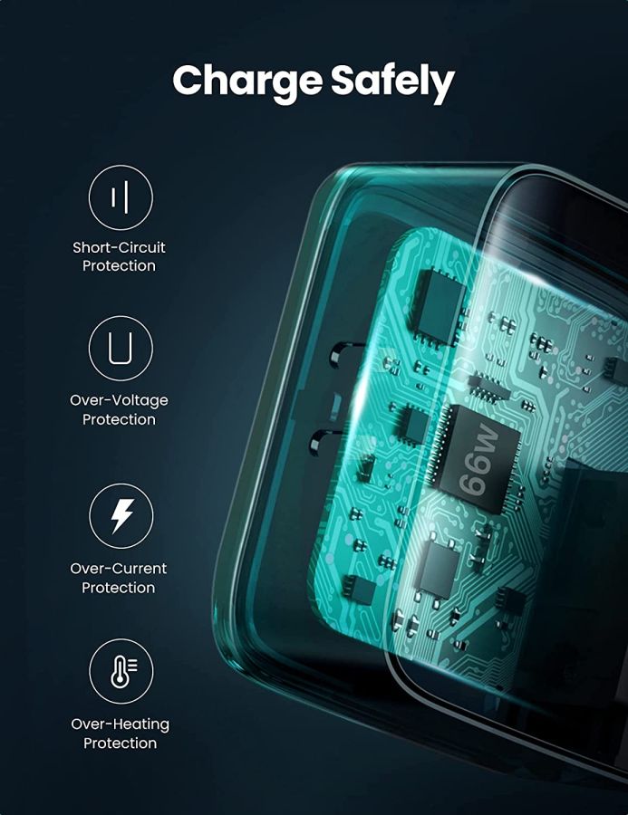 Мережевий зарядний пристрій Ugreen CD216 66W 2xType-C PD Charger (Black) (6689270) 