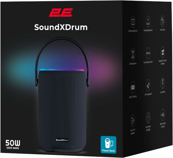Портативная колонка 2E SoundXDrum TWS (Black)