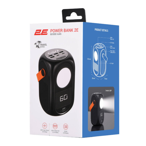 Повербанк 2E Travel Power Bank PD 60000mAh (Black)