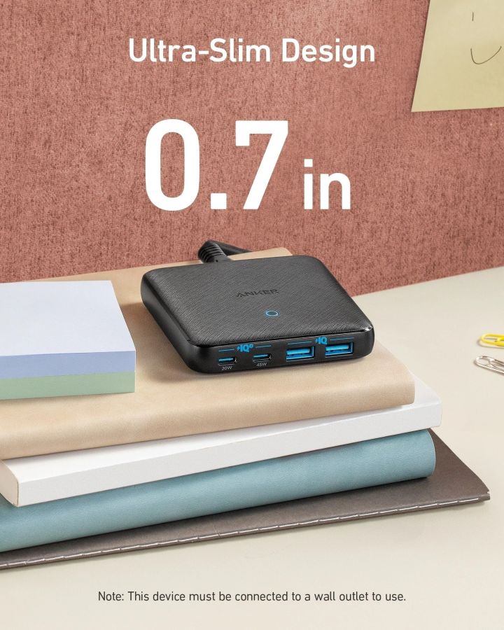 Мережевий зарядний пристрій Anker PowerPort 543 Atom III Slim 4-65W 2&2xUSB-C PIQ3.0 (6809296) 