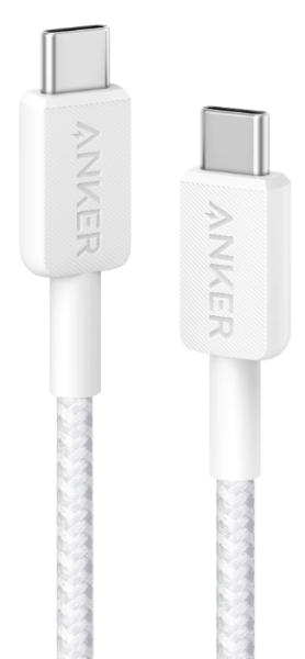 Кабель Anker 322 USB-C to USB-C - 1.8m Nylon White (6908157) 