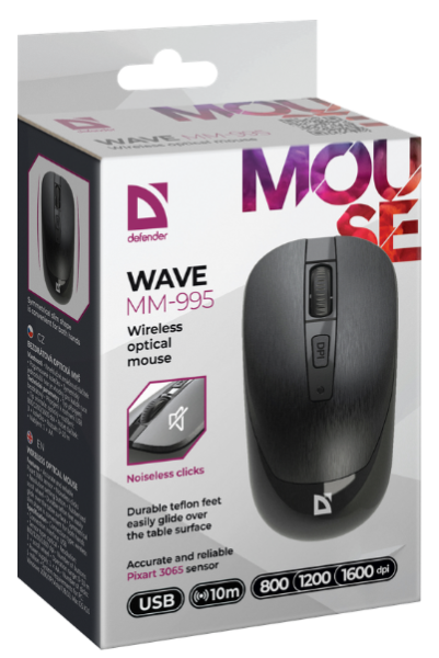 Миша Defender Wave MM-995 Wireless BLACK (52995) (6918379) 