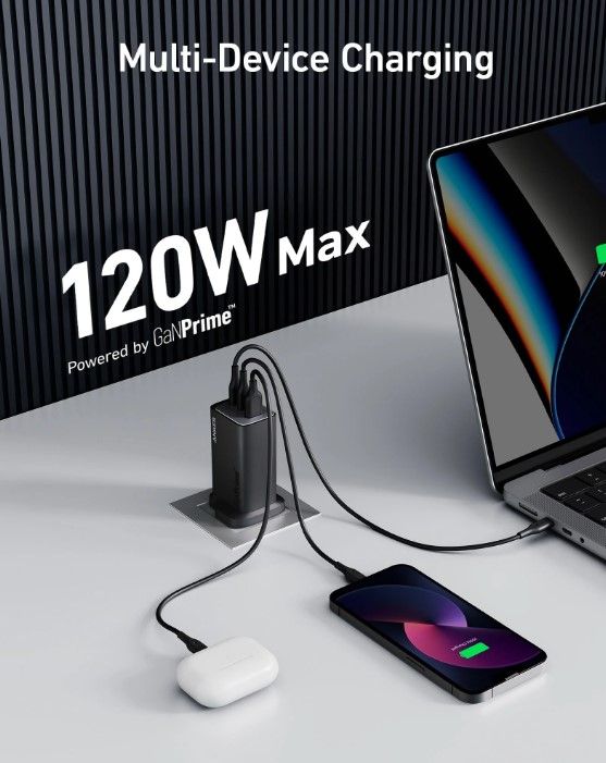 Мережевий зарядний пристрій Anker PowerPort 737 GaNPrime - 120W 2xPD & 1xPIQ PPS/DPDS Black - UK plug (6962340) 