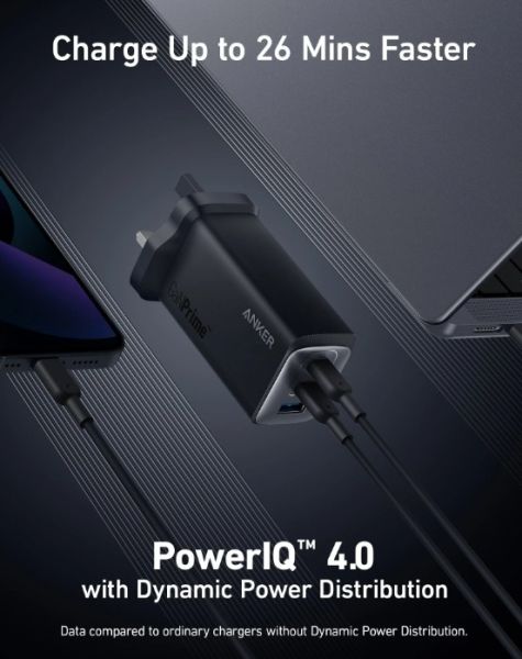 Мережевий зарядний пристрій Anker PowerPort 737 GaNPrime - 120W 2xPD & 1xPIQ PPS/DPDS Black - UK plug (6962340) 