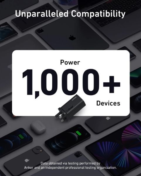 Мережевий зарядний пристрій Anker PowerPort 737 GaNPrime - 120W 2xPD & 1xPIQ PPS/DPDS Black - UK plug (6962340) 