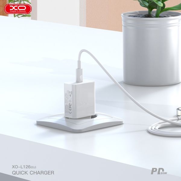 Мережевий зардний пристрій XO L126 - 20W PD Single port USB-C White (6974570) 