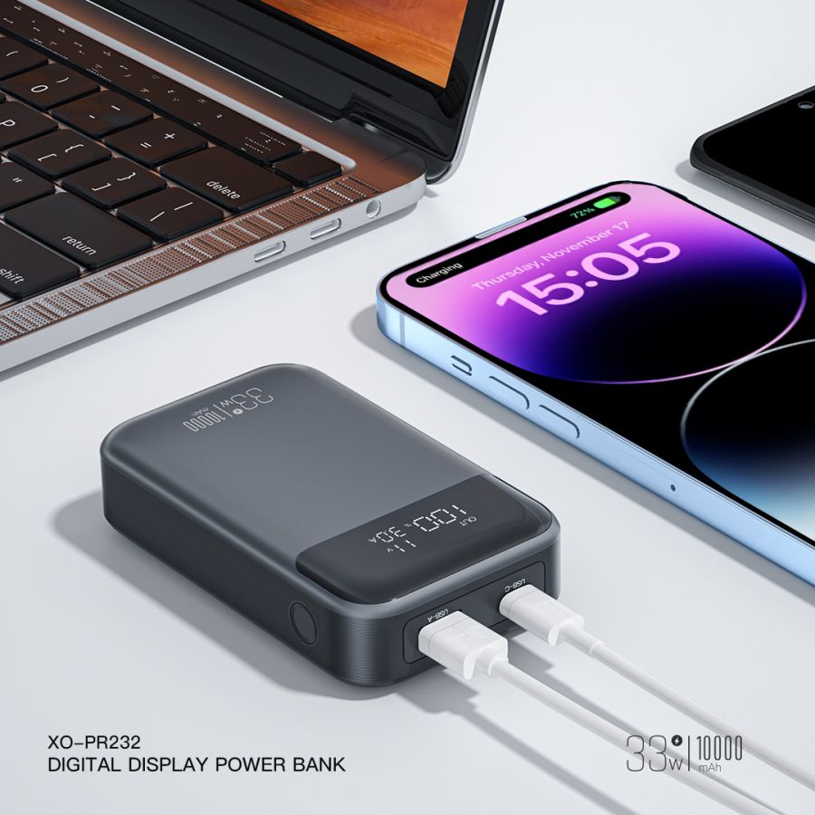 Портативний зарядний пристрій XO PR232 - 10000 mAh PD30W + PPS33W (Black)  (6974559) 
