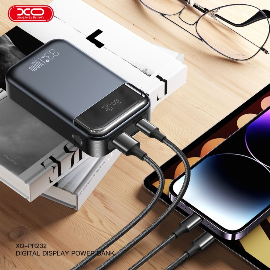 Портативний зарядний пристрій XO PR232 - 10000 mAh PD30W + PPS33W (Black)  (6974559) 