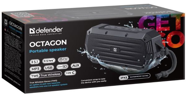 Портативна акустика Defender Octagon Black (65039) (6974734) 