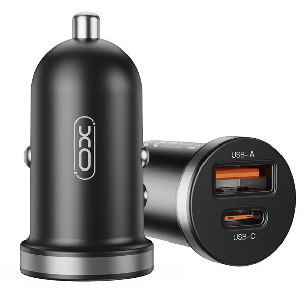 Автомобільний зарядний пристрій XO CC56 30W Mini Car Charger Type-C PD + USB-A Black (6974564) 