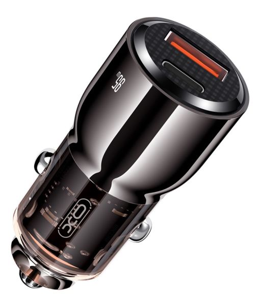 Автомобільний зарядний пристрій XO CC58 95W Car Charger Type-C PD 65W + USB-A 30W (Gray)  (6974562) 