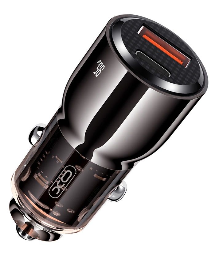 Автомобільний зарядний пристрій XO CC58 95W Car Charger Type-C PD 65W + USB-A 30W (Gray)  (6974562) 