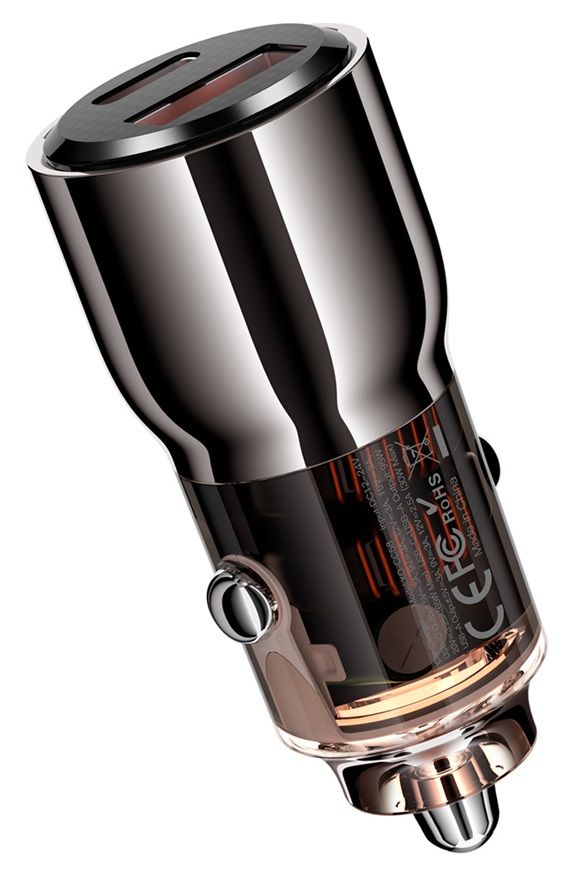 Автомобільний зарядний пристрій XO CC58 95W Car Charger Type-C PD 65W + USB-A 30W (Gray)  (6974562) 