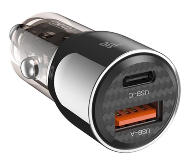 Автомобільний зарядний пристрій XO CC58 95W Car Charger Type-C PD 65W + USB-A 30W (Gray)  (6974562) 