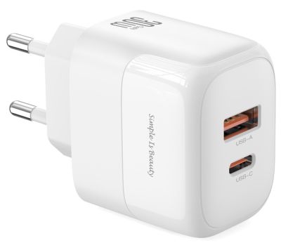 Мережевий зарядний пристрій XO L138 - 30W PD USB-C & 18W QC USB-A White (6974566) 
