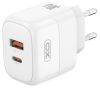 Мережевий зарядний пристрій XO L138 - 30W PD USB-C & 18W QC USB-A White (6974566) 
