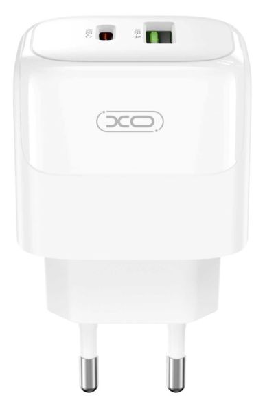 Мережевий зарядний пристрій XO L138 - 30W PD USB-C & 18W QC USB-A White (6974566) 