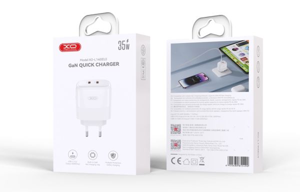 Мережевий зардний пристрій XO L140 - 35W PD Dual port USB-C White (6974568) 