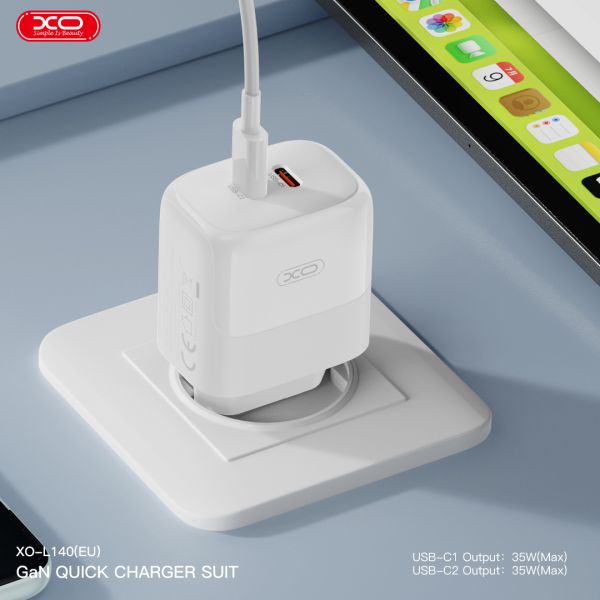 Мережевий зардний пристрій XO L140 - 35W PD Dual port USB-C White (6974568) 