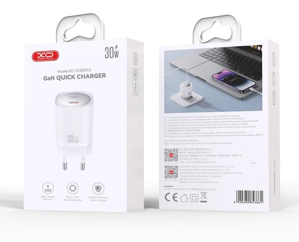 Мережевий зардний пристрій XO CE20 - 33W Single port USB-C PD30W/PPS33W White (6974571) 