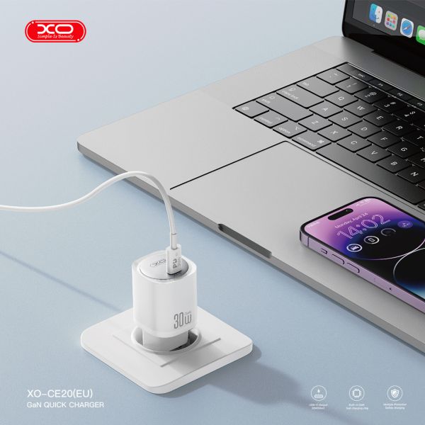 Мережевий зардний пристрій XO CE20 - 33W Single port USB-C PD30W/PPS33W White (6974571) 