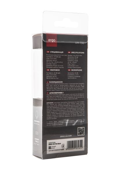 Гарнітура ERGO VM-730 Type-C Black (6918162) 