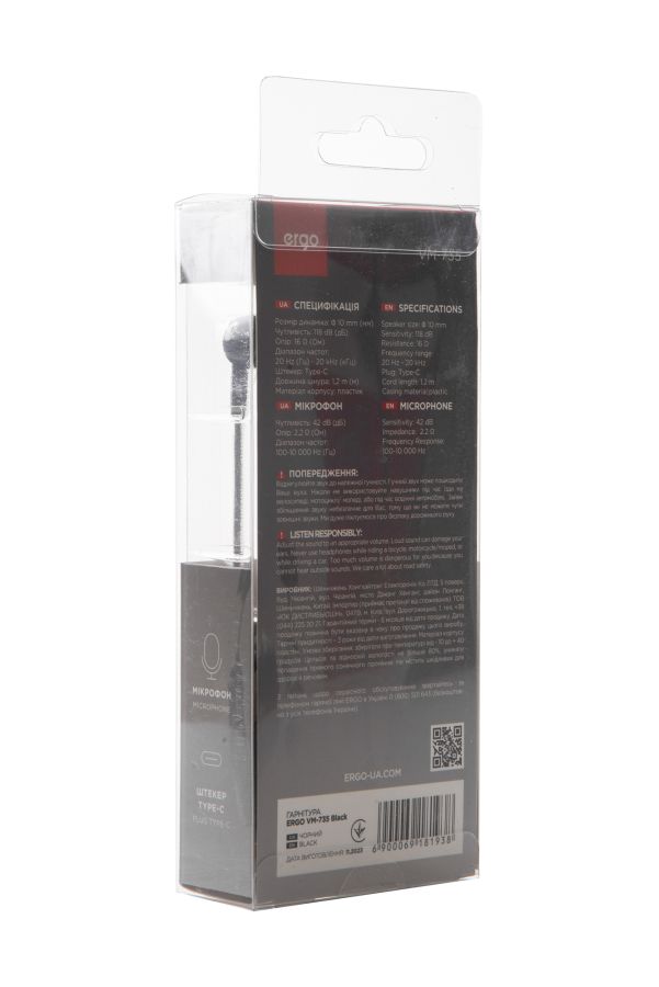 Гарнітура ERGO VM-735 Type-C Black (6918193) 