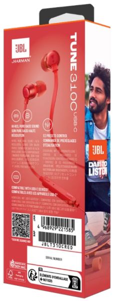 Гарнітура JBL TUNE 310C USB-C Red (JBLT310CRED) (6995503) 