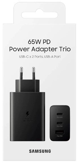 Мережевий зарядний пристрій Samsung 65W Power Adapter Trio (w/o cable) EP-T6530NBEGEU Black (6972206) 