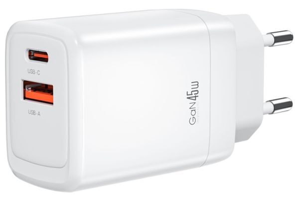 Мережевий зарядний пристрій XO CE16 - 45W PD USB-C & 22.5W QC USB-A White (6978957) 