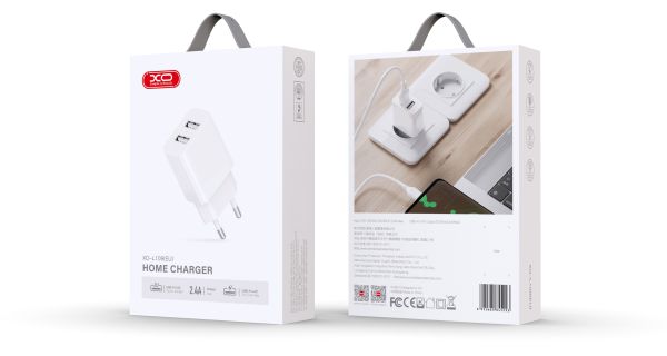 Мережевий зарядний пристрій XO L109 - 12W Dual port USB-A White (6978958) 